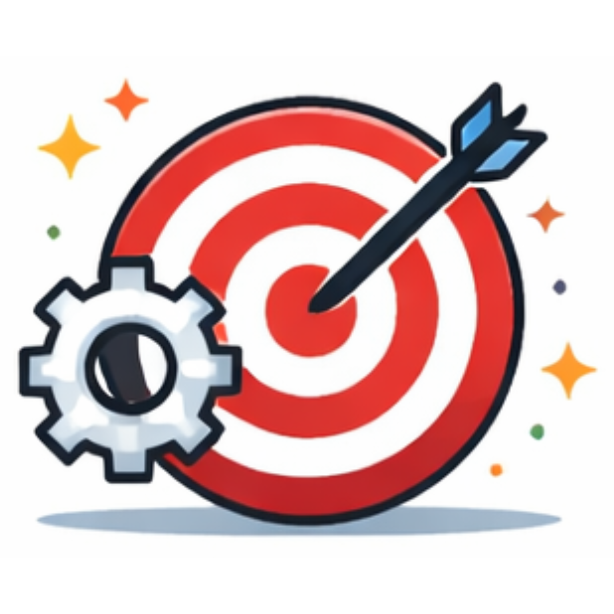Target board with arrow and gear symbolizing strategic hiring solutions.