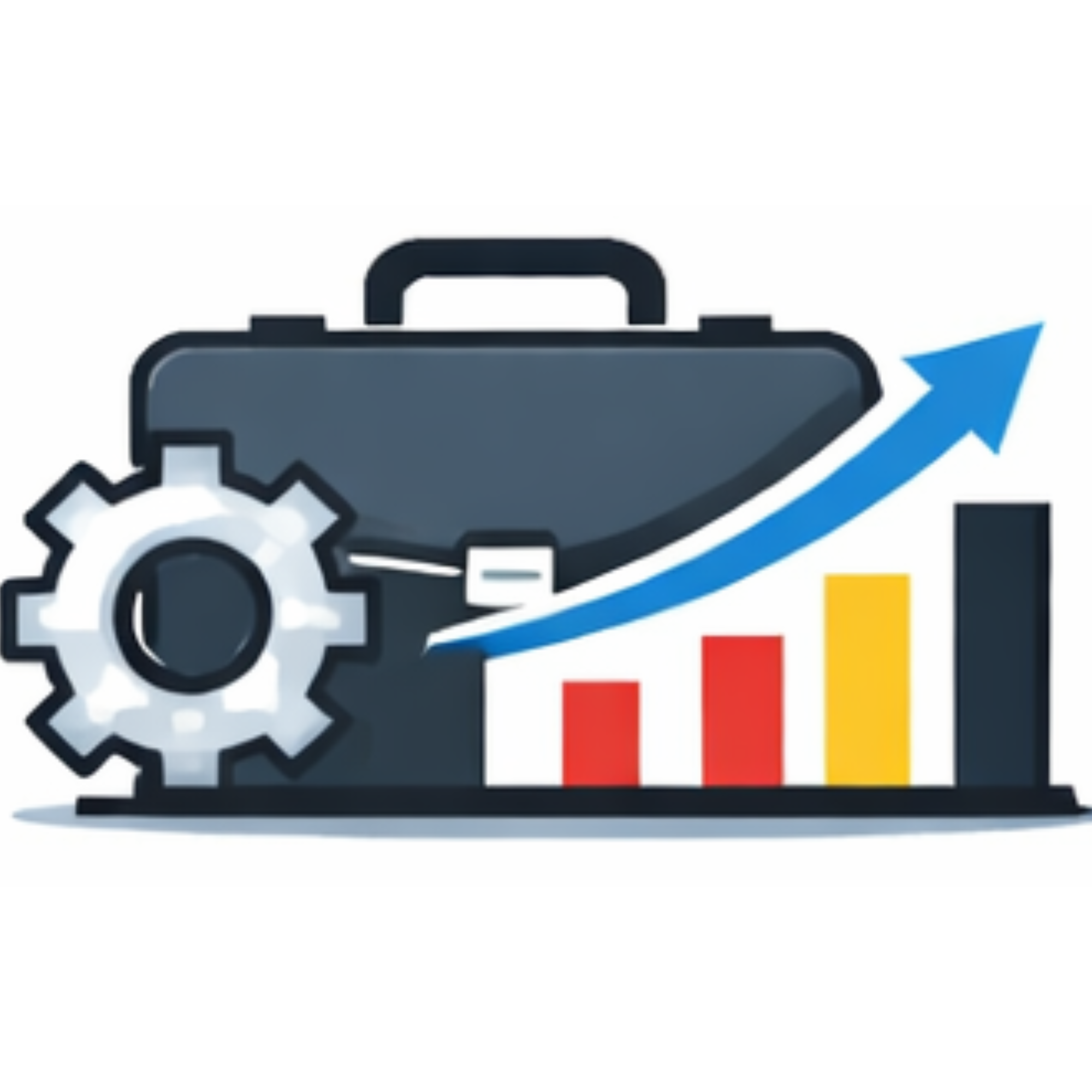 Briefcase with chart and upward arrow showing business hiring growth.
